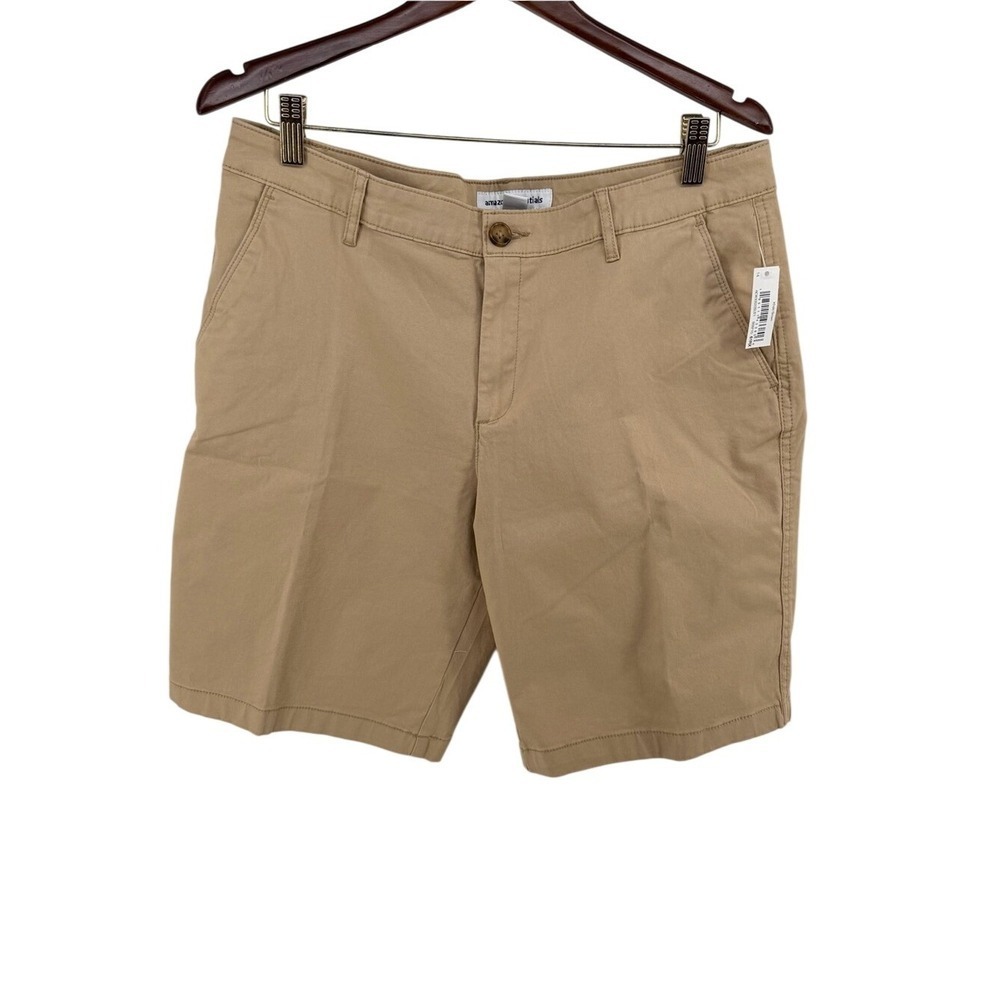 NWT Amazon Essentials Women Khaki Brown Chino Shorts Size 14
